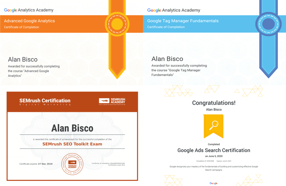 Alan Certifications 2020